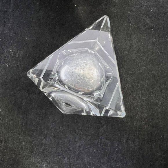 Vintage Clear Crystal Triangular Perfume Bottle w/ Stopper - Picture 8 of 8